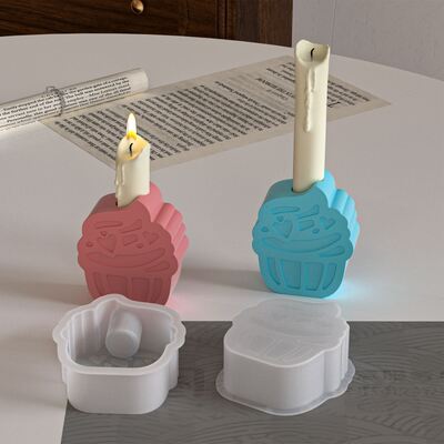 DIY Aromatherapy Gypsum Cement Paper Cupcake Ice Cream Candlestick Silicone Mold Candle Base Gypsum Mold