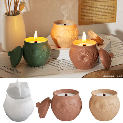 Drip Glue Mirror Relief Flower Vine Pattern Storage Jar DIY Gypsum Candle Cup Silicone Mold