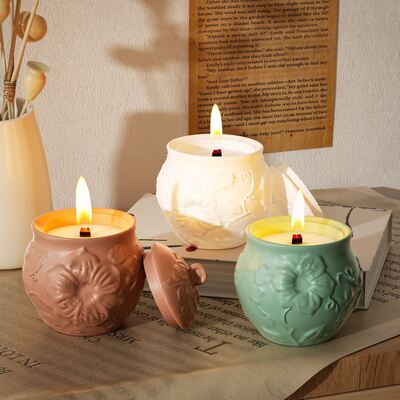 Drip Glue Mirror Relief Flower Vine Pattern Storage Jar DIY Gypsum Candle Cup Silicone Mold
