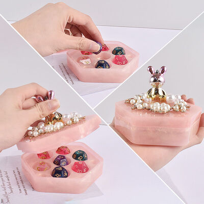 Crystal Dropper Hexagonal Jewelry Storage Box Board Game Dice Seven Piece Set Storage Box Can Silicone Mold