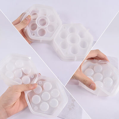 Crystal Dropper Hexagonal Jewelry Storage Box Board Game Dice Seven Piece Set Storage Box Can Silicone Mold