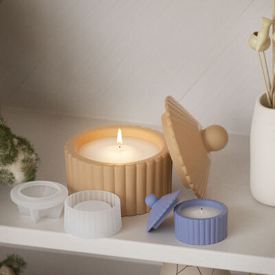 DIY Silicone Mold Striped Lid Storage Box Container For Plaster Candles, Decorative Ornaments, And Molds