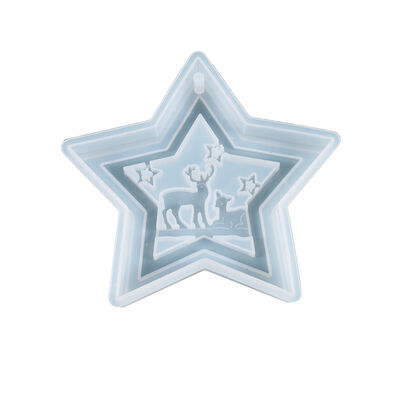 DIY Crystal Dropping Gel Mold Star Deer Christmas Theme Hanging Decoration Pendant Silicone Mold