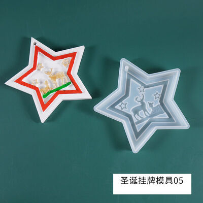 DIY Crystal Dropping Gel Mold Star Deer Christmas Theme Hanging Decoration Pendant Silicone Mold