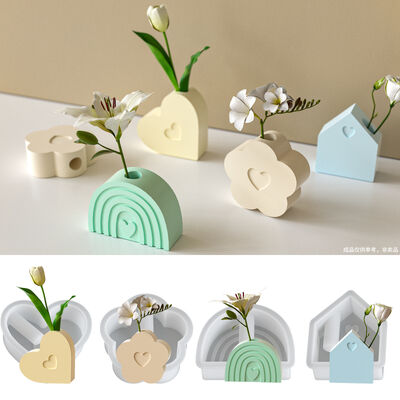 Ins Wind Love Flower Rainbow Arch House Vase Flower Set Silicone Mold DIY Aromatherapy Gypsum Mold