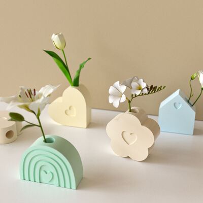 Ins Wind Love Flower Rainbow Arch House Vase Flower Set Silicone Mold DIY Aromatherapy Gypsum Mold