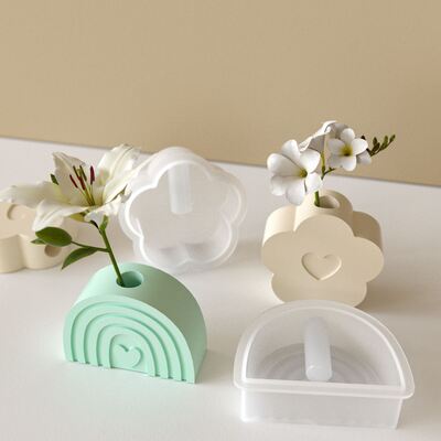 Ins Wind Love Flower Rainbow Arch House Vase Flower Set Silicone Mold DIY Aromatherapy Gypsum Mold