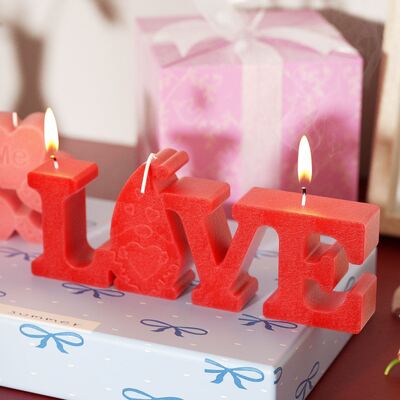DIY Crystal Dropping Gel Valentine's Day LOVE English Aromatherapy KISS Gypsum Candle Decoration Silicone Mold