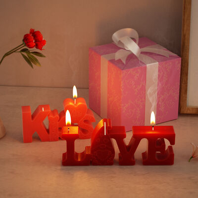 DIY Crystal Dropping Gel Valentine's Day LOVE English Aromatherapy KISS Gypsum Candle Decoration Silicone Mold