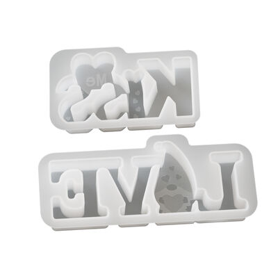 DIY Crystal Dropping Gel Valentine's Day LOVE English Aromatherapy KISS Gypsum Candle Decoration Silicone Mold
