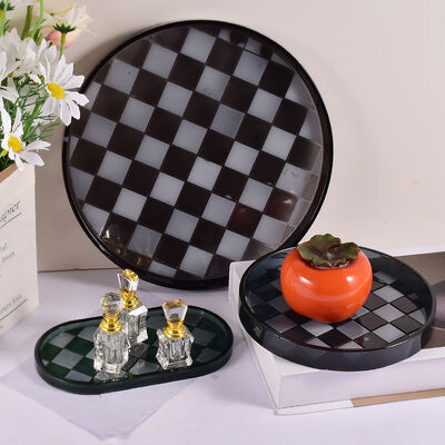 DIY Dropper Epoxy Resin Gypsum Elliptical Circular Checkerboard Pattern Storage Box Jewelry Silicone Mold