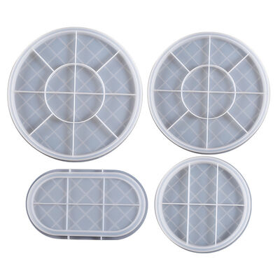 DIY Dropper Epoxy Resin Gypsum Elliptical Circular Checkerboard Pattern Storage Box Jewelry Silicone Mold