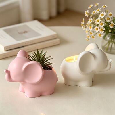3D Cartoon Elephant Storage Jar Flowerpot Silicone Mold DIY Cement Gypsum Aromatherapy Ornament Mold