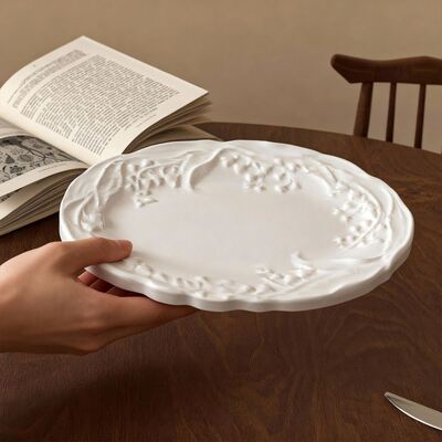Ins Style European Style Tray Silicone Mold DIY Aromatherapy Gypsum Oval Dish Ornament Drip Glue Mold