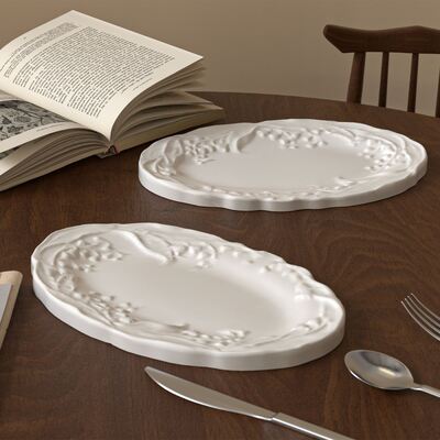 Ins Style European Style Tray Silicone Mold DIY Aromatherapy Gypsum Oval Dish Ornament Drip Glue Mold