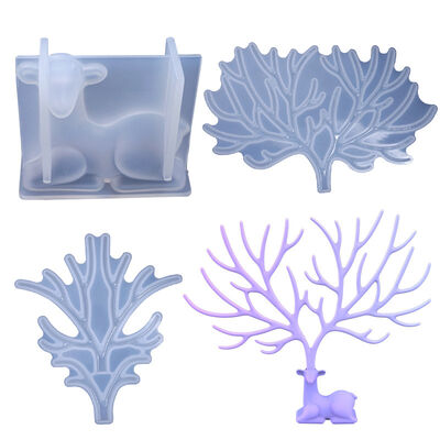 DIY Crystal Dropper Resin Mold, Deer Horn Tree Branch Display Stand, Jewelry Display Table, Silicone Mold