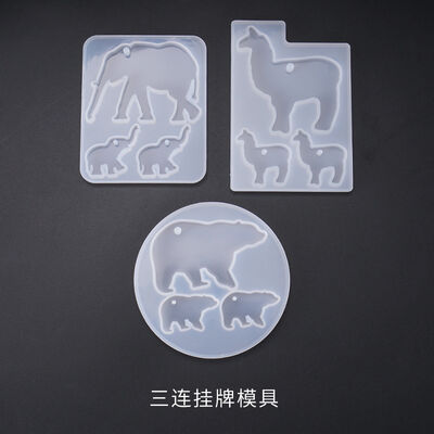 DIY Crystal Dropping Glue Mold Hanging Mold Elephant Alpaca Polar Bear Triple Size Silicone Mold
