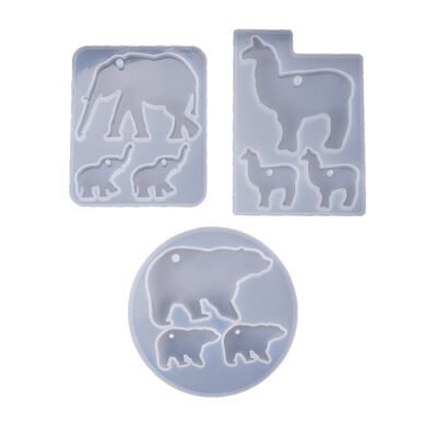 DIY Crystal Dropping Glue Mold Hanging Mold Elephant Alpaca Polar Bear Triple Size Silicone Mold