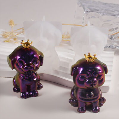 Crystal Drip Glue 3D Dog Mold Cartoon Animal Mirror Laifu Golden Retriever Dog Gypsum Candle Silicone Mold