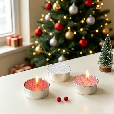 Christmas-themed 4-piece Tea Wax Silicone Mold DIY Christmas Elements Round Scented Candle Plaster Mold