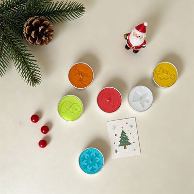 Christmas-themed 4-piece Tea Wax Silicone Mold DIY Christmas Elements Round Scented Candle Plaster Mold