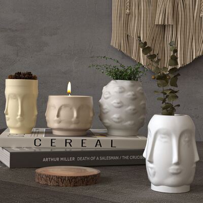 European Style Multi-faceted Facial Lip Vase Silicone Mold DIY Aromatherapy Gypsum Flower Pot Floral Decoration Mold