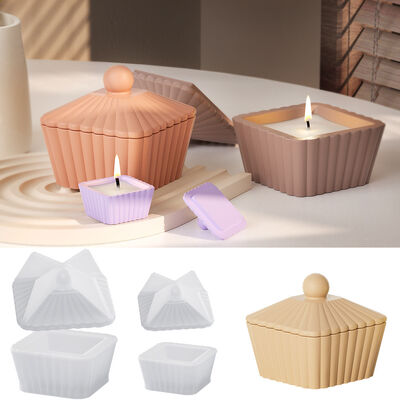 Striped Trapezoidal Dropper Resin Flowerpot Storage Box DIY Gypsum Candle Cup Ornament Silicone Mold