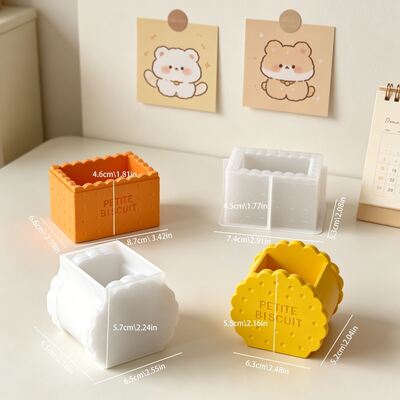 Creative New Product Square Round Biscuit Storage Can Silicone Mold DIY Aromatherapy Candle Cup Pen Holder Gypsum Mold