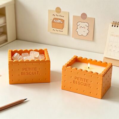 Creative New Product Square Round Biscuit Storage Can Silicone Mold DIY Aromatherapy Candle Cup Pen Holder Gypsum Mold