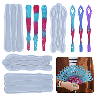 Crystal Dropper Mold DIY Fan Mold Fan Bone Mold Jewelry Making Creative Feather Fan Mirror Silicone Mold