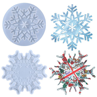 DIY Crystal Resin Mold Snowflake Hanging Ornament Cup Pad Multi-Purpose Silicone Mold Amazon Hot Sale
