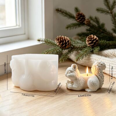 Instagram-style 3D Squirrel Candle Stand Silicone Mold Aromatherapy Candle Storage Base Gypsum Mold