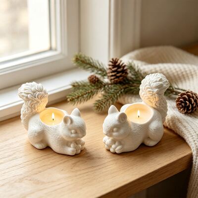 Instagram-style 3D Squirrel Candle Stand Silicone Mold Aromatherapy Candle Storage Base Gypsum Mold