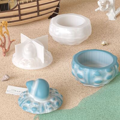 Cross Border New Product Hot Silicone Mold DIY Round Fat Conch Storage Can Candle Cup Gypsum Mold