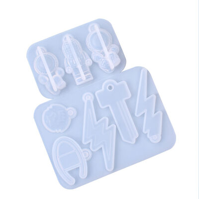 DIY Crystal Dropping Pendant Mold Astronaut Lightning Key Pendant Jewelry Silicone Mold