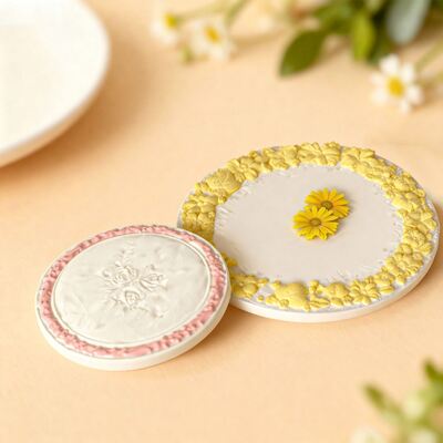 Circular Relief Lace Tray Ornament Base Silicone Mold DIY Lace Photo Frame Pendant Dropper Mold
