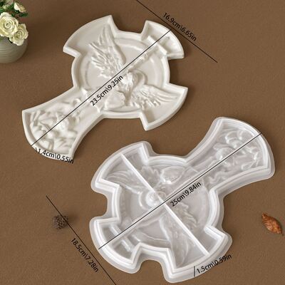 Mike Angel Cross Tray Silicone Mold DIY Aromatherapy Gypsum Candle Storage Ornament Dish Dropping Mold