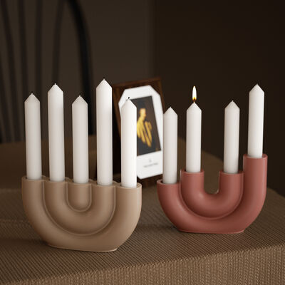 Nordic Modern Ins Style Four Hole Five Hole U-shaped Candle Holder Silicone Mold DIY Aromatherapy Gypsum Ornament Candle Base