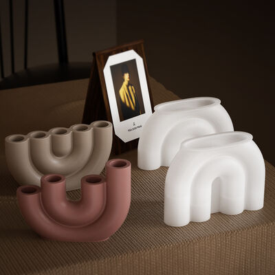 Nordic Modern Ins Style Four Hole Five Hole U-shaped Candle Holder Silicone Mold DIY Aromatherapy Gypsum Ornament Candle Base