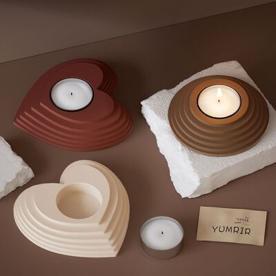 DIY Resin Drip Resin Gypsum Round Heart Terraced Step Candle Stand Base Accessory Decorative Table Silicone Mold