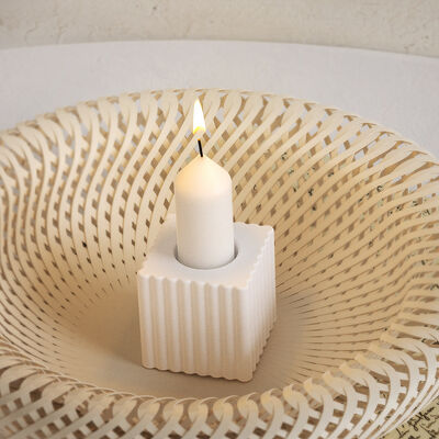 DIY Crystal Resin Gypsum Square Striped Candlestick Decorative Silicone Mold Wholesale