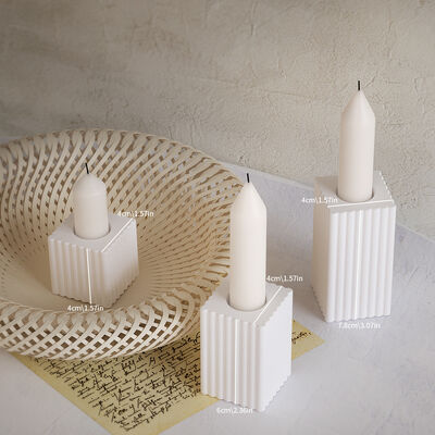 DIY Crystal Resin Gypsum Square Striped Candlestick Decorative Silicone Mold Wholesale