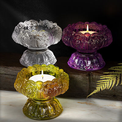 DIY Cristal gota de pegamento base de encaje de loto integrado de velas ornamentación portavelas silicona moho