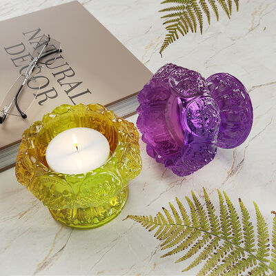 DIY Cristal gota de pegamento base de encaje de loto integrado de velas ornamentación portavelas silicona moho