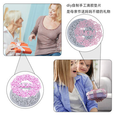 DIY Crystal Dropper Mold MOM Mother Flower Wreath Hanging Decoration Coaster Silicone Mold Recommended By Amazon