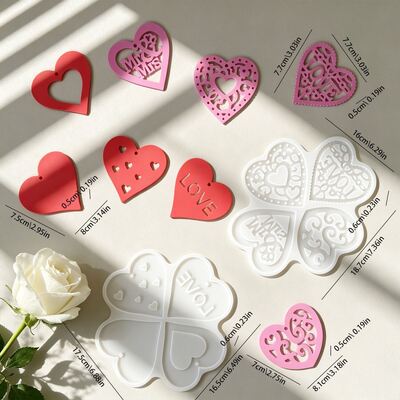 Molde de silicona con colgante de amor hueco, colgante de corazón de boda, molde de yeso de aromaterapia para el día de San Valentín