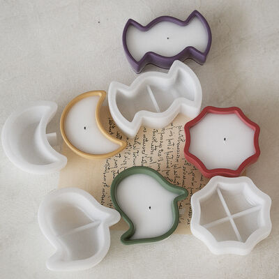 DIY Crystal Drip Glue Halloween Ghost Spider Web Moon Candy Storage Tray Gypsum Candle Cup Silicone Mold