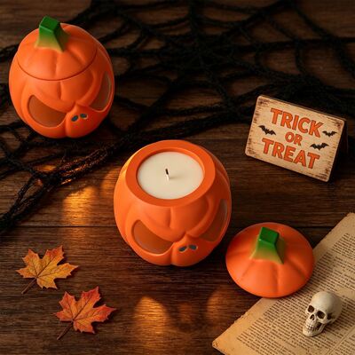 Halloween Pumpkin Storage Can With Lid Silicone Mold Ghost Face Ghost Face Pumpkin Candle Cup Mold