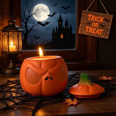 Halloween Pumpkin Storage Can With Lid Silicone Mold Ghost Face Ghost Face Pumpkin Candle Cup Mold