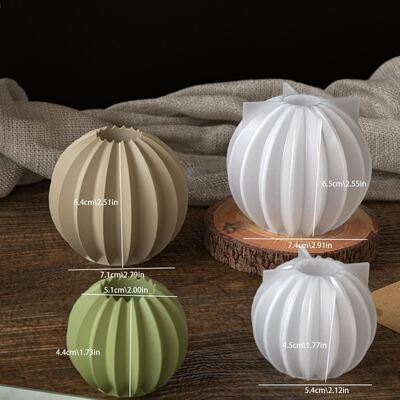 Ins Fan-shaped Striped Round Candle Candlestick Silicone Mold DIY Aromatic Plaster Candle Base Accessory Mold